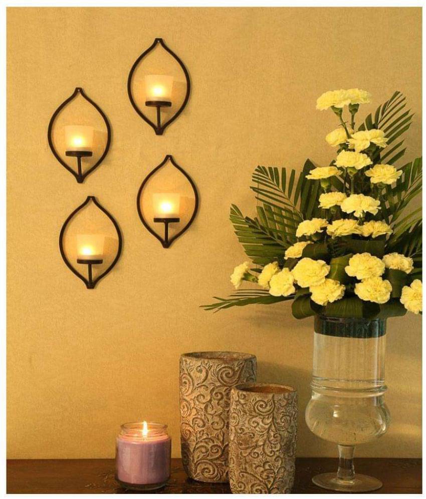     			Hosley Set of 4 Decorative Black Metal Wall Sconce - Pack of 4