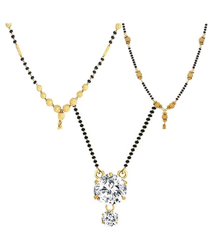 Zeneme Combo of 3 Gold Plated Mangalsutra Necklace for Women Zeneme Combo of 3 Gold Plated Mangalsutra Necklace for Women