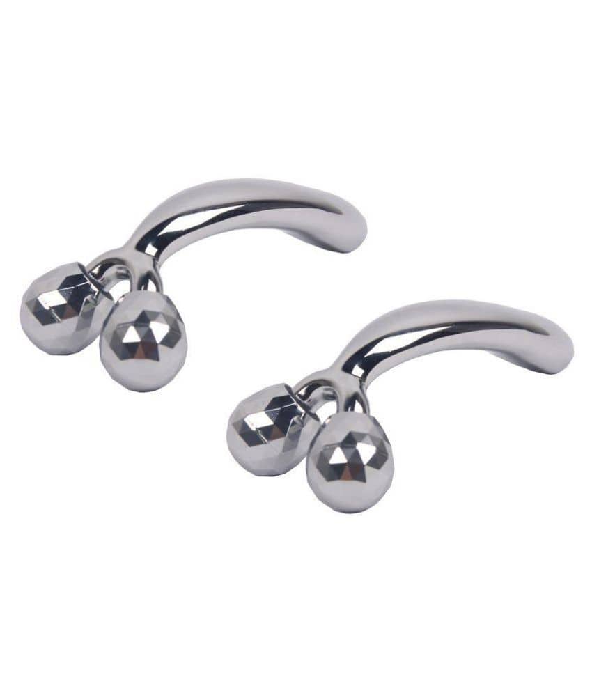 3D Massager Manual Roller Full Body Shape for Skin Lifting Wrinkle Remover Facial Massage (Silver)