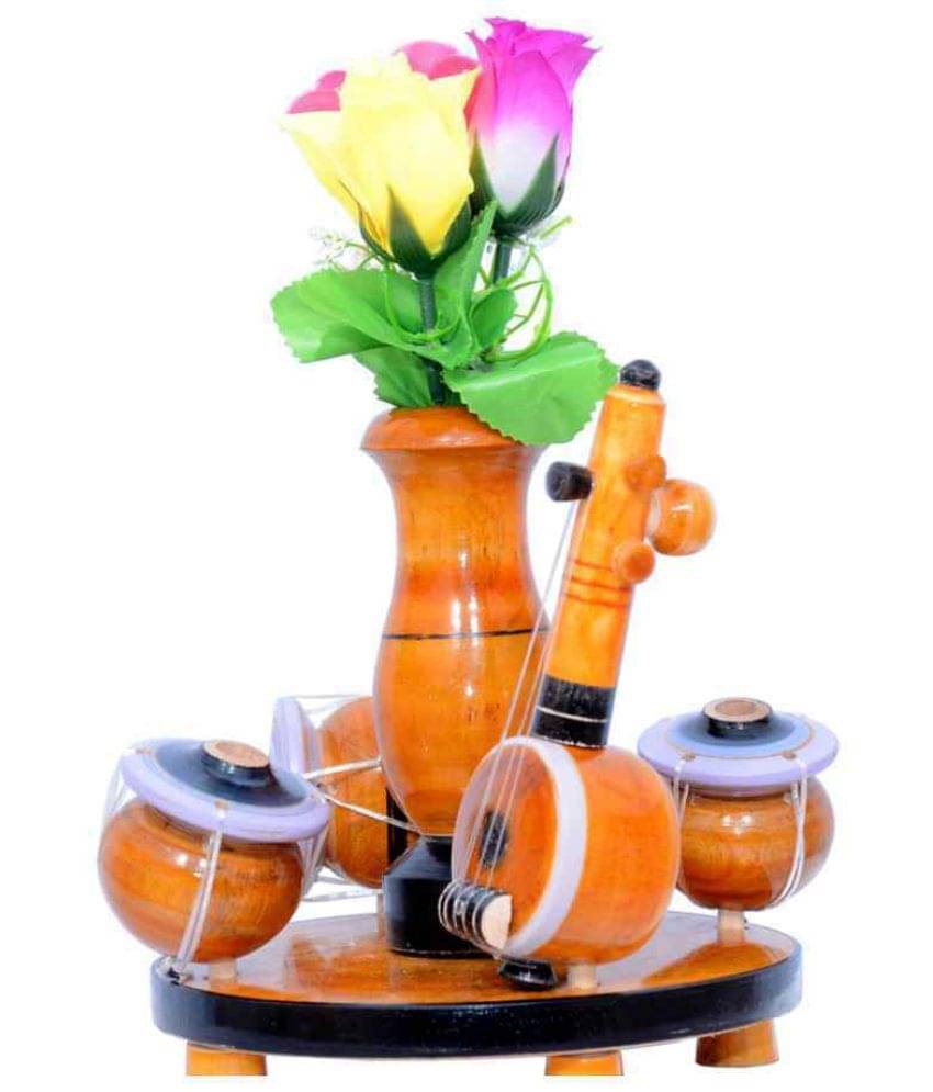     			Inikao Flower Vase Cum Pen Stand In Music Set Shape On Wood