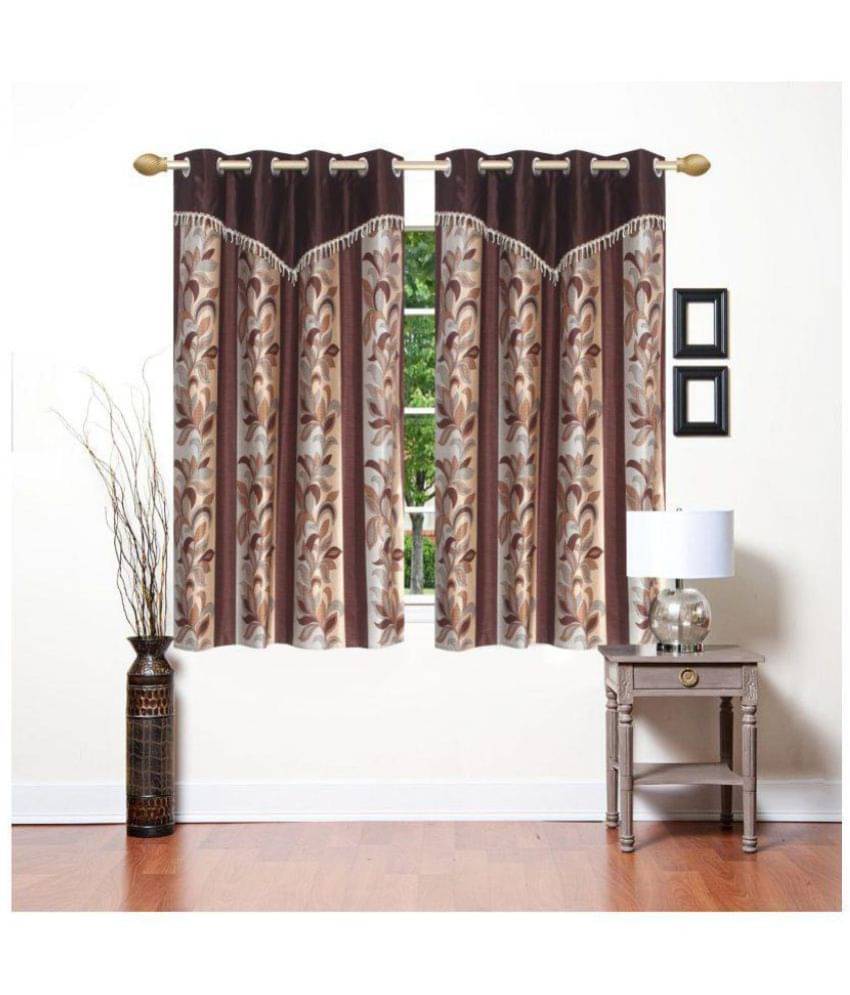 Stella Creations Set of 2 Window Eyelet Curtains Abstract Brown Stella Creations Set of 2 Window Eyelet Curtains Abstract Brown