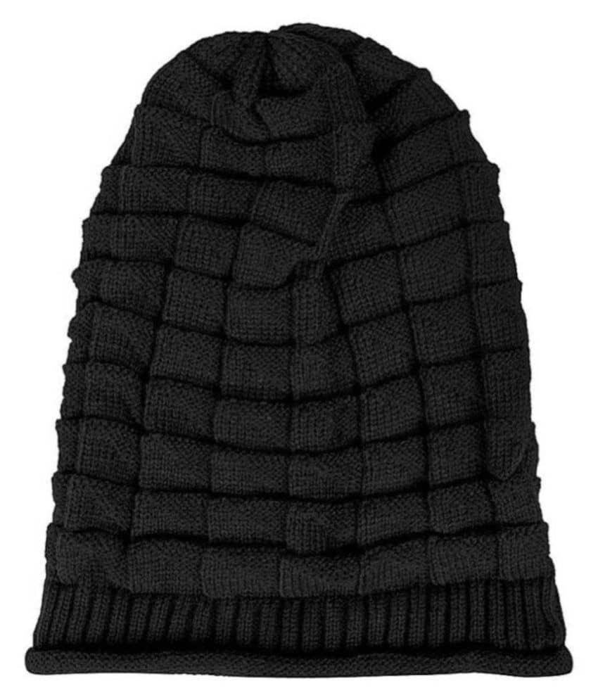 Tahiro Black Woollen Beanie Cap - Pack Of 1