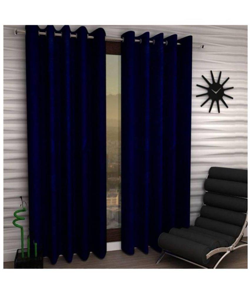 Tanishka Fabs Solid Semi-Transparent Eyelet Curtain 5 ft ( Pack of 2 ) - Navy Blue Tanishka Fabs Solid Semi-Transparent Eyelet Curtain 5 ft ( Pack of 2 ) - Navy Blue