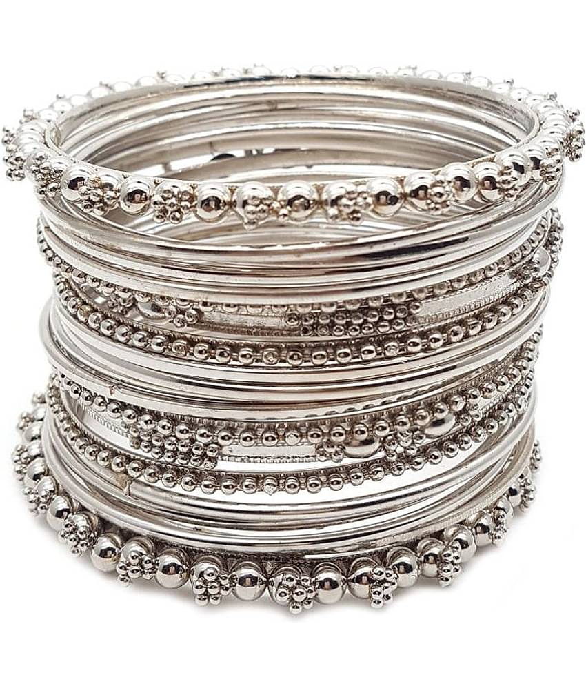 YouBella Antique Look Jewellery Silver Plated Traditional Bracelet Bangles set for women (2.8)