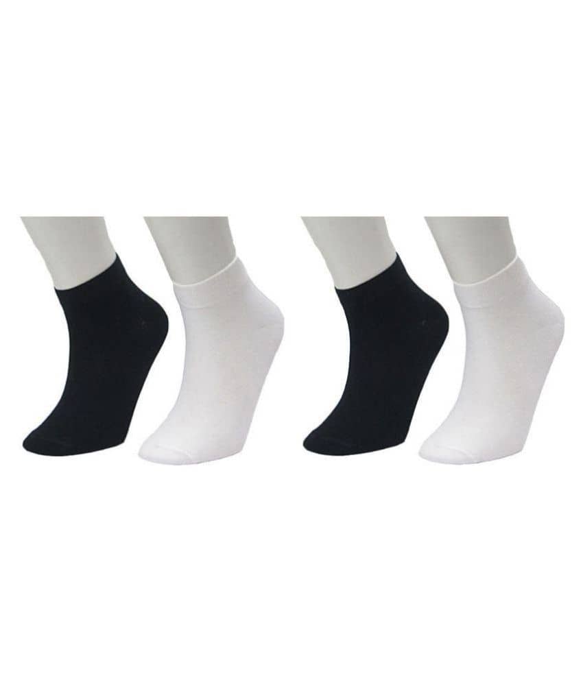 Tahiro Black & White Cotton Casual Ankle Length Socks - Pack Of 4 - Socks | Buy online on ZillyBuy