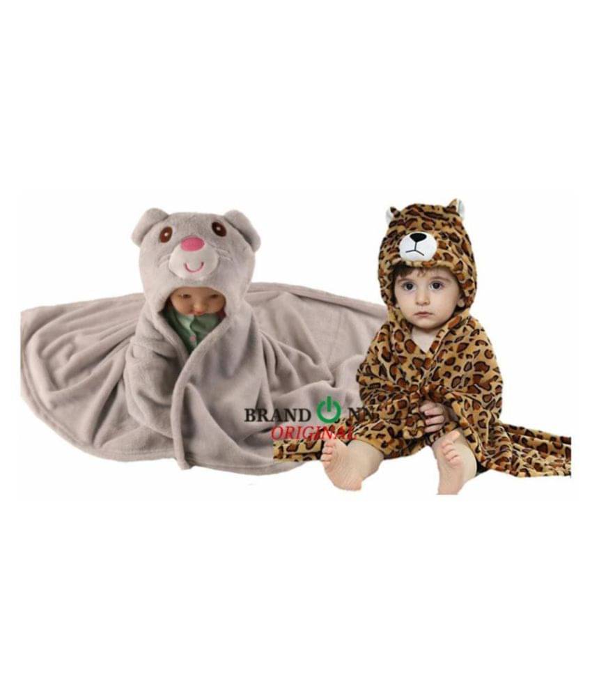     			Brandonn - Multicolor Flannel Baby AC Blanket (Pack Of 2)