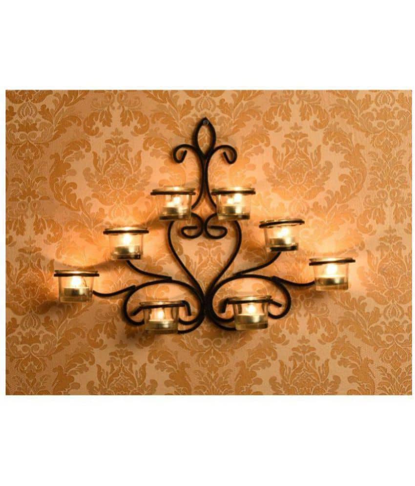 Hosley 8 Cups Decorative Black Metal Wall Sconce - Pack of 1
