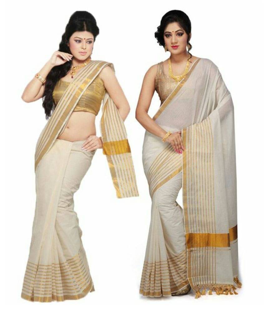     			RSV FABRICS Cotton Saree With Unstitched Blouse Piece ( Grey,Beige )