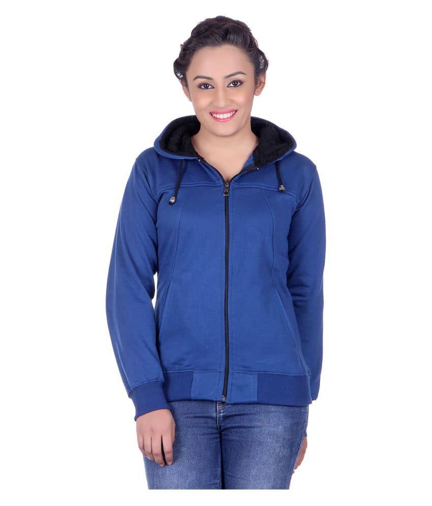 Goodluck Cotton - Fleece Blue Hooded Sweatshirt