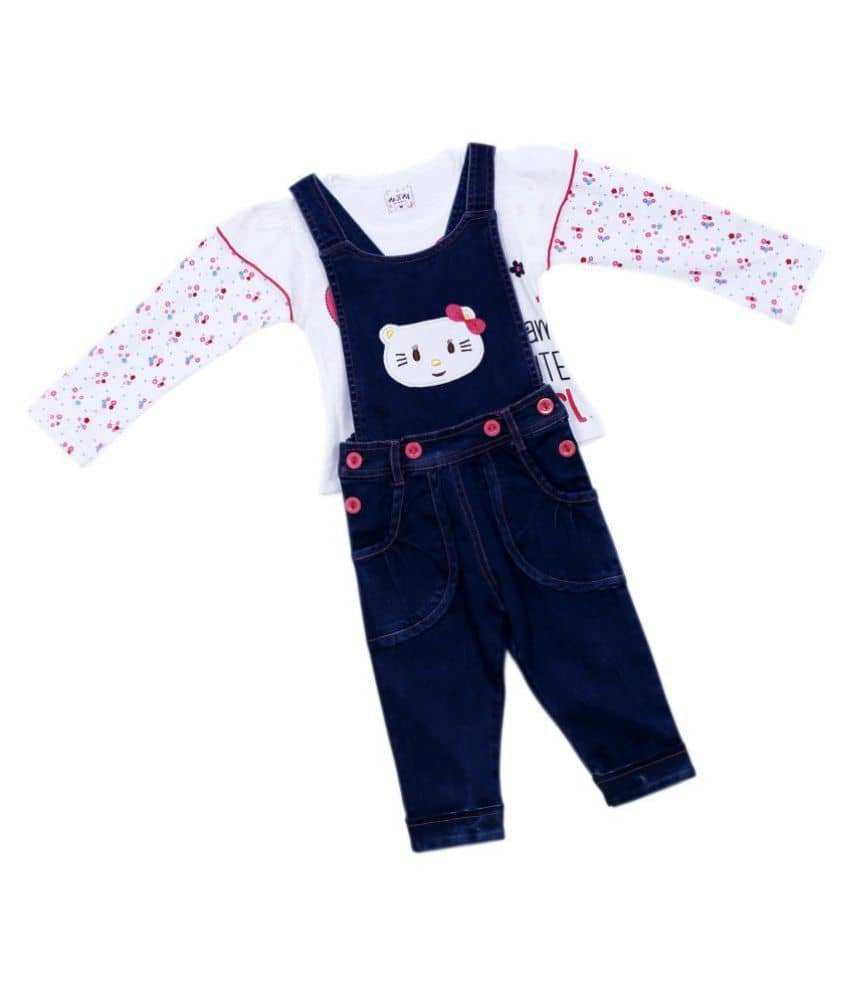 Me N My CLOSET Baby Girls 100% Cotton Dungaree Sets ( Multi )