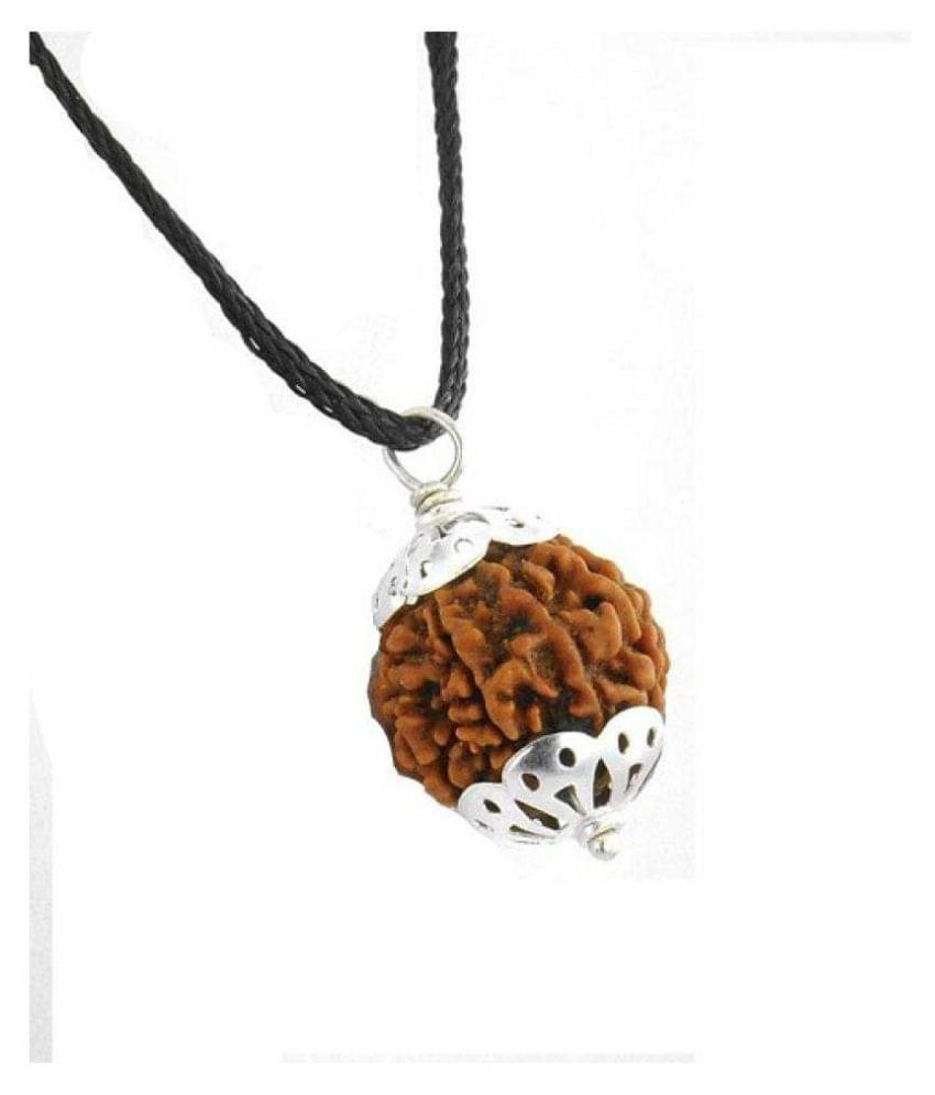     			Shivoham 6 mukhi Rudraksha With Silver Cap Black Silk Dori 6 Face Rudraksha