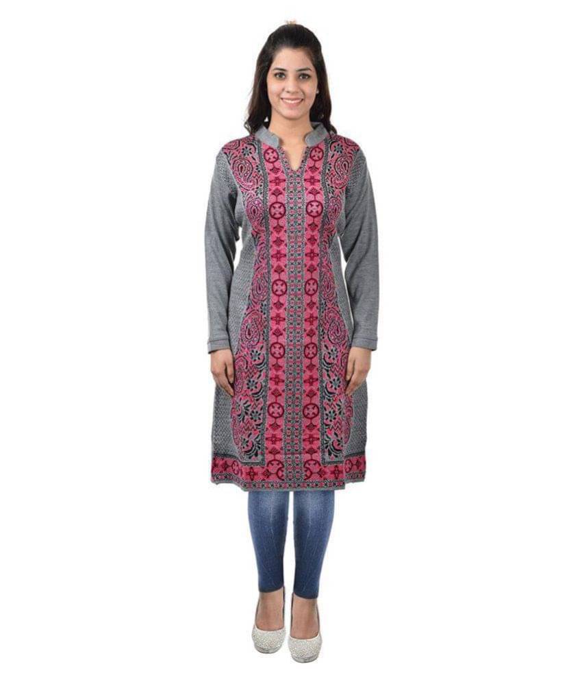 Japroz - Grey Woollen Women's Straight Kurti Japroz - Grey Woollen Women's Straight Kurti