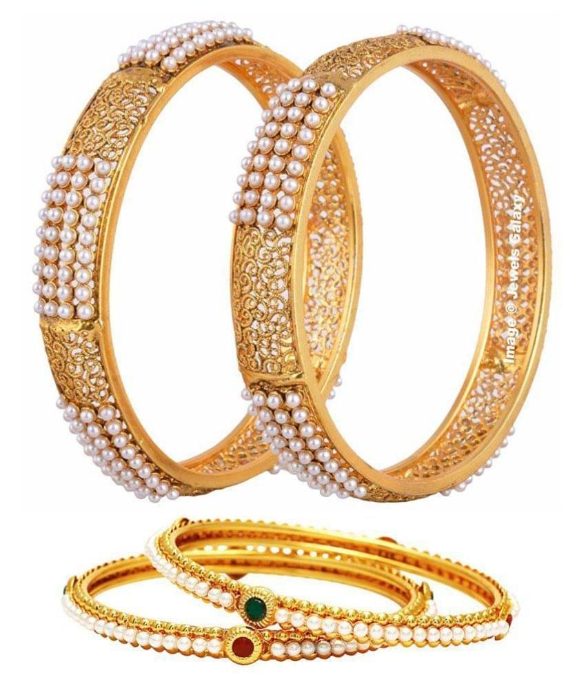 Zeneme Elegant Bead studded Bangle Combo ( Pair of 2) Zeneme Elegant Bead studded Bangle Combo ( Pair of 2)