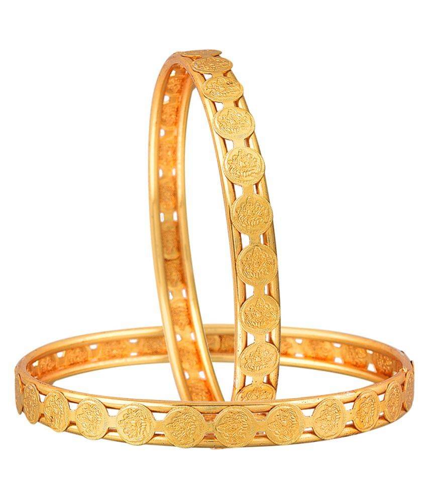 Zeneme Golden Alloy Bangle - Set of 2 Zeneme Golden Alloy Bangle - Set of 2