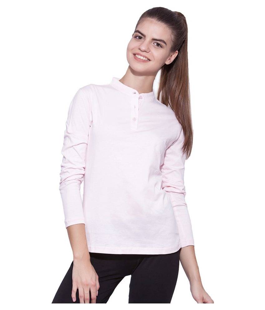     			Ap'pulse Women Cotton Solid Regular Fit Round Neck T-Shirt ( Pink )