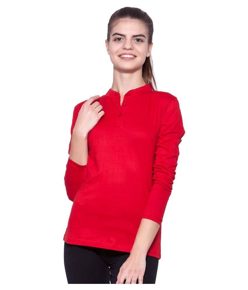 Ap'pulse Women Cotton Solid Regular Fit Round Neck T-Shirt ( Red )     			Ap'pulse Women Cotton Solid Regular Fit Round Neck T-Shirt ( Red )