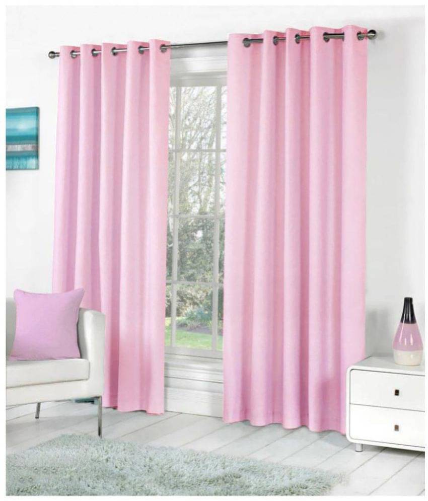 Tanishka Fabs Solid Semi-Transparent Eyelet Curtain 5 ft ( Pack of 2 ) - Pink Tanishka Fabs Solid Semi-Transparent Eyelet Curtain 5 ft ( Pack of 2 ) - Pink