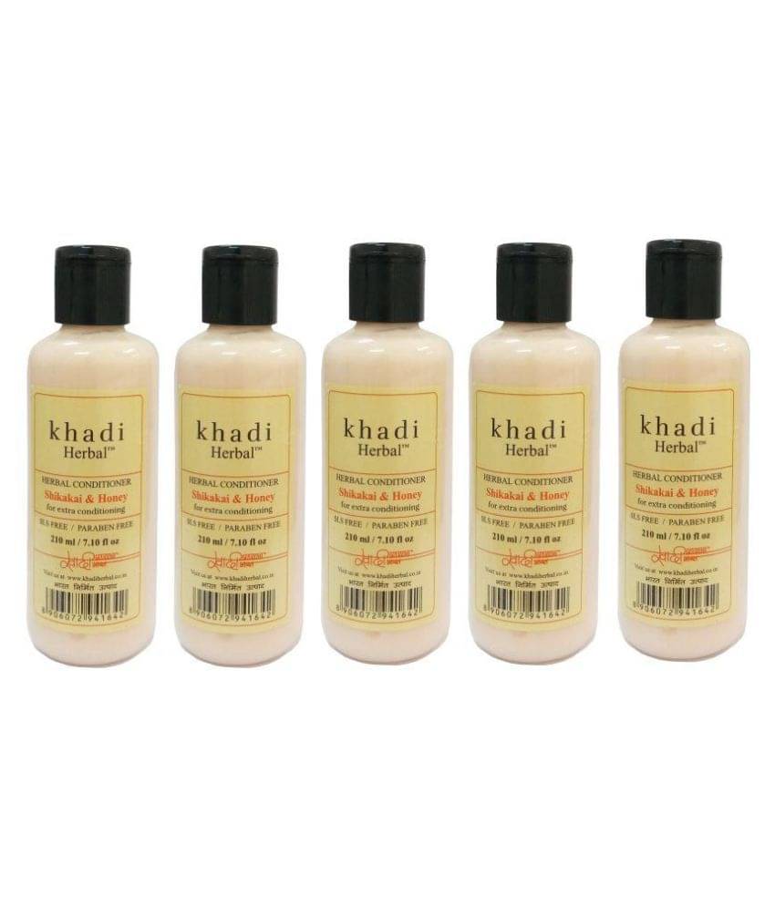 Khadi herbal Shikakai & Honey (SLS & Paraben Free) Deep Conditioner 210 ml Pack of 5 Khadi herbal Shikakai & Honey (SLS & Paraben Free) Deep Conditioner 210 ml Pack of 5