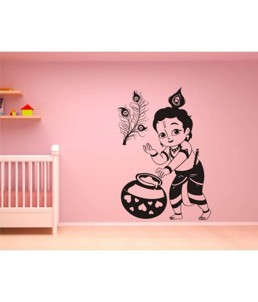 Wall Guru Lord Krishna (59*84)cm Vinyl Black Wall Sticker - Pack of 1 Wall Guru Lord Krishna (59*84)cm Vinyl Black Wall Sticker - Pack of 1