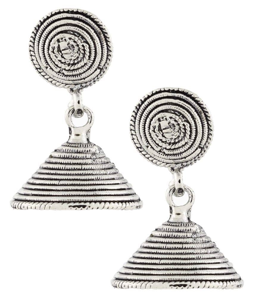 The Jewelbox Dainty Indian Jaipur Oxidized German Silver Jhumki Earring for Women - Earrings | Buy online on ZillyBuy