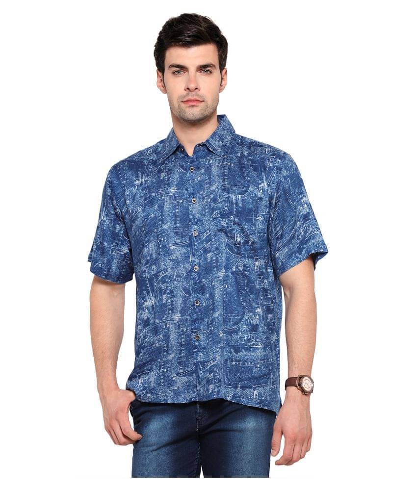     			Vivid India Cotton Blend Regular Fit Prints Men's Casual Shirt - Blue ( Pack of 1 )