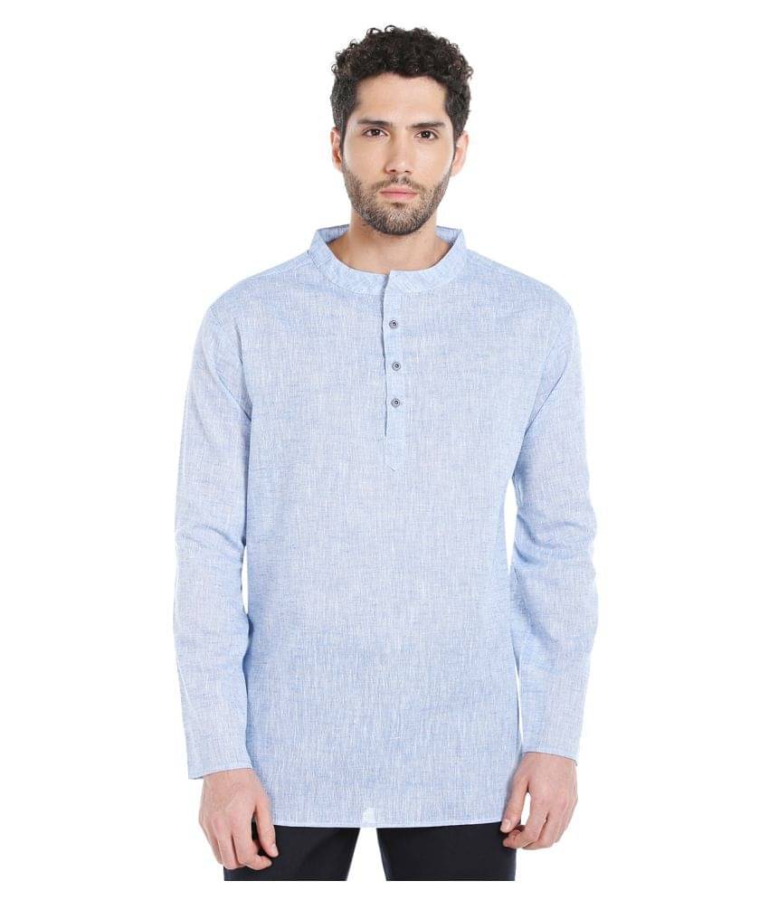 Vivid India Blue Linen Kurta     			Vivid India Blue Linen Kurta