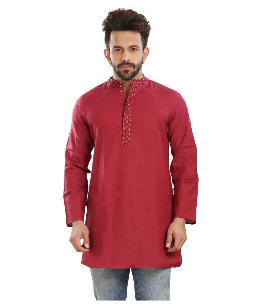     			Vivid India Red Cotton Kurta