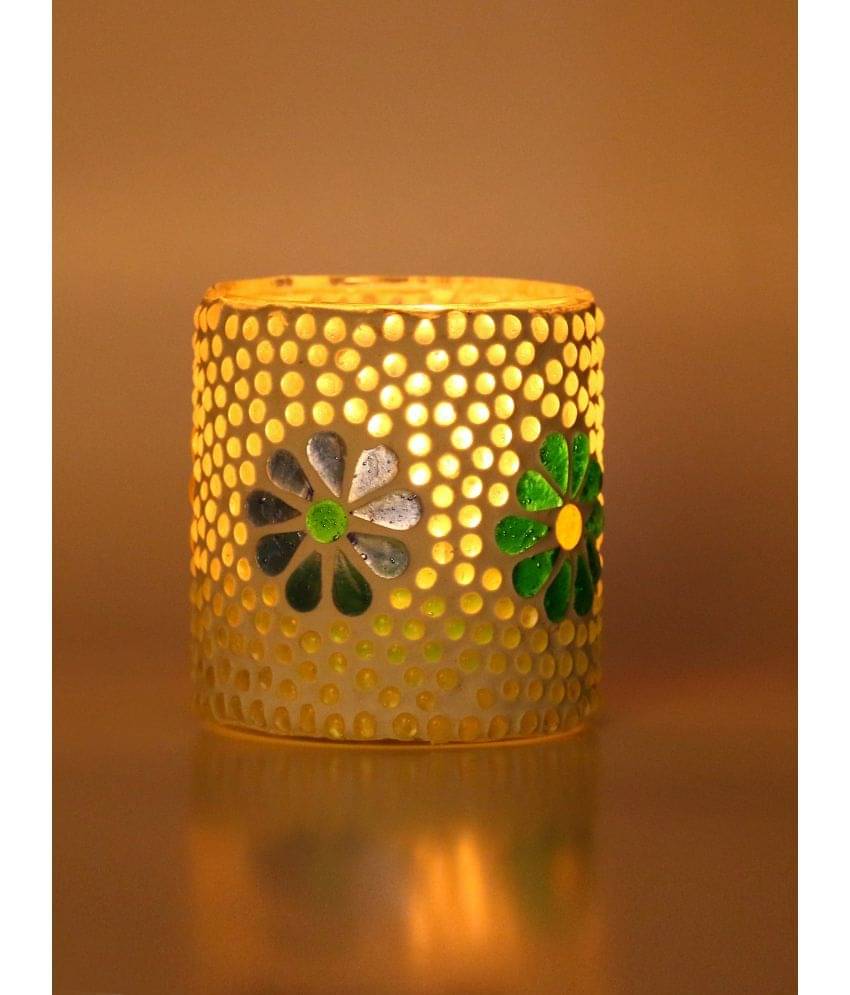     			Somil Multicolour Table Top Glass Tea Light Holder - Pack of 1