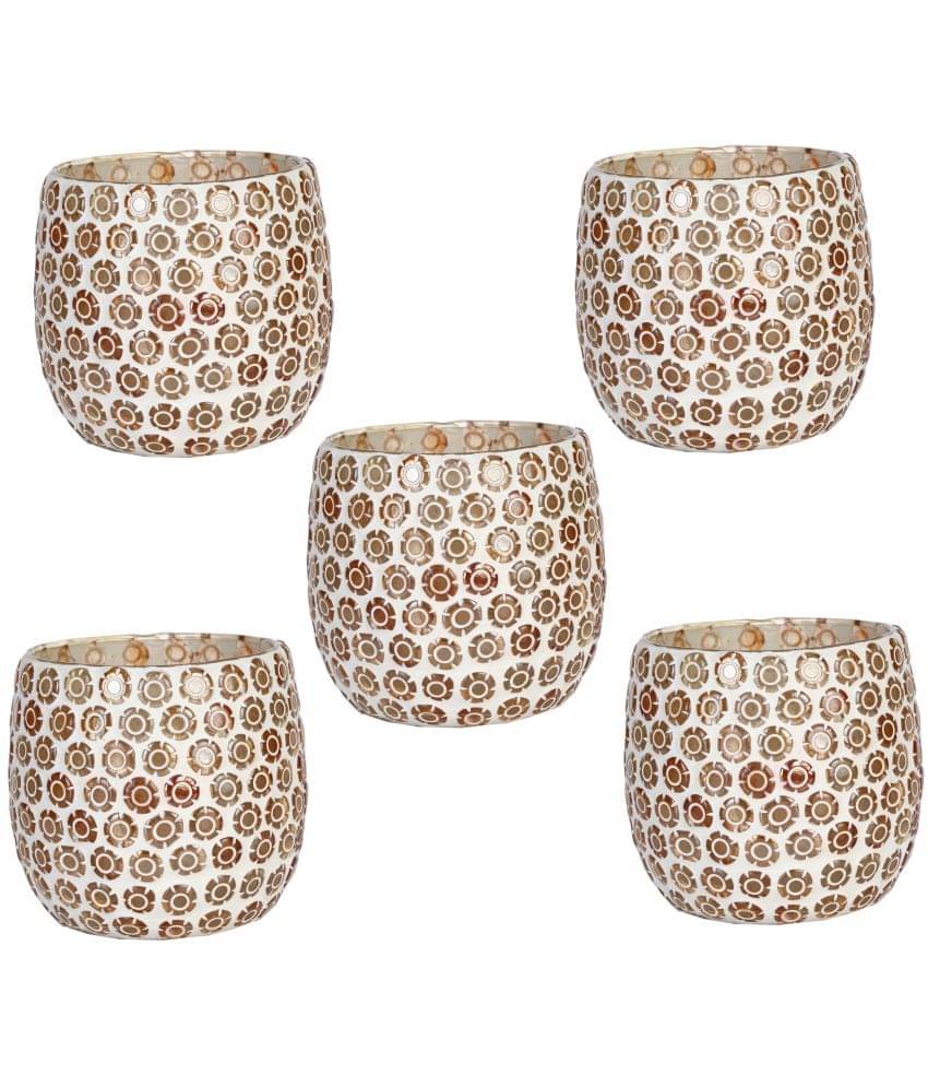     			Somil Multicolour Table Top Glass Tea Light Holder - Pack of 5