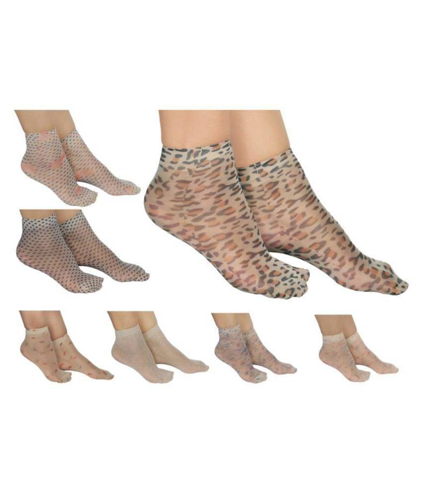     			Zoom Womens Ankle Length Ultra Thin Transparent Socks Pack Of 7