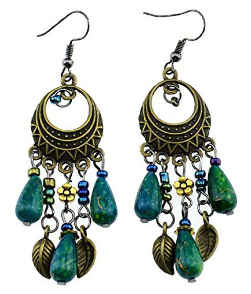 Youbella Multi-Colour Gold-Plated Dangle & Drop Bohemian Earrings For Women Youbella Multi-Colour Gold-Plated Dangle & Drop Bohemian Earrings For Women
