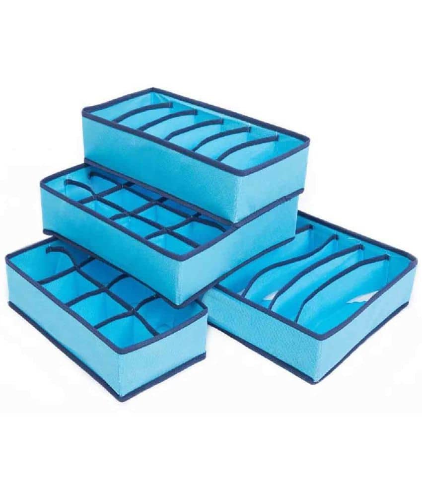 House of Quirk Set of 4 Foldable Storage Box Type Non-Smell Drawer Organizer Closet Storage for Socks Bra Tie Scarfs