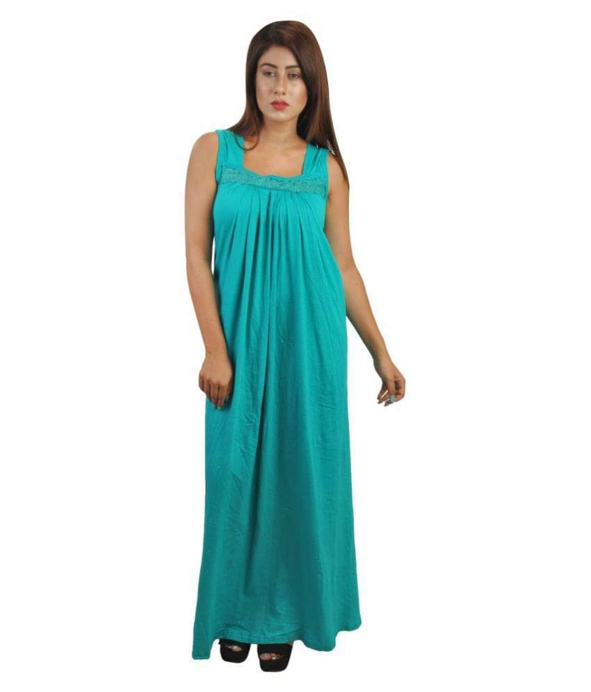 PIYALI'S CREATION WOMEN'S Green Cotton Women's Nightwear Nighty & Night Gowns ( Pack of 1 )     			PIYALI'S CREATION WOMEN'S Green Cotton Women's Nightwear Nighty & Night Gowns ( Pack of 1 )