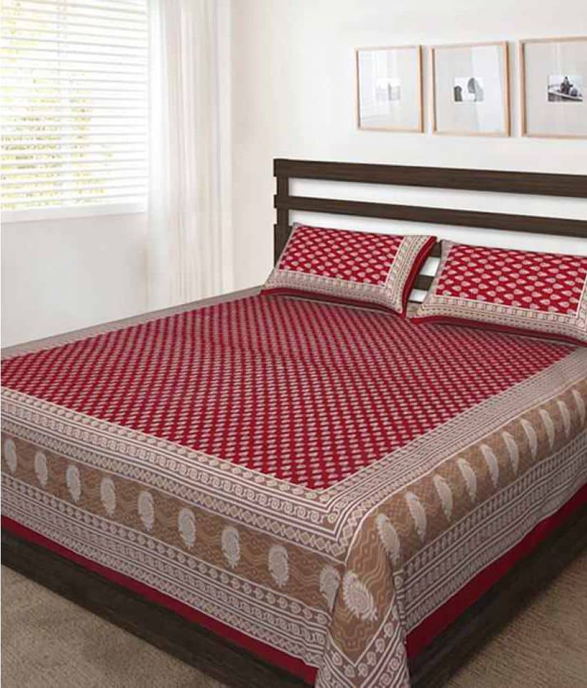 Bombay Spreads Cotton King Bedsheet ( Red )