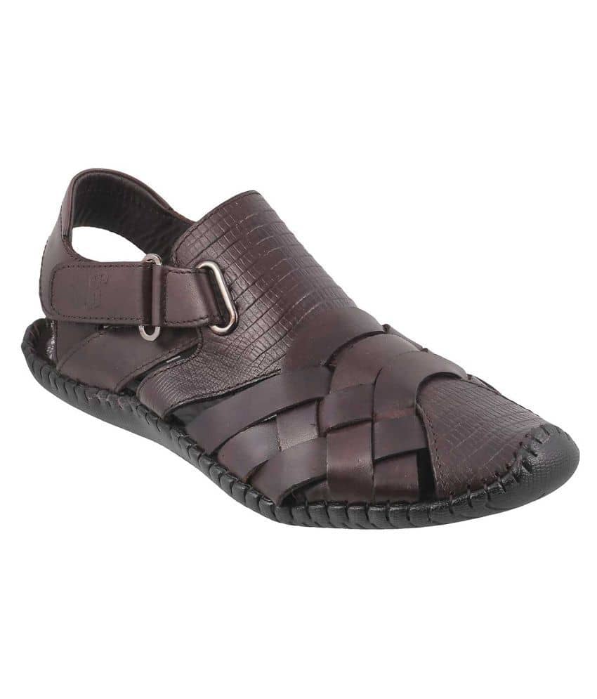 J Fontini MOCHI Men COFFEE LEATHER Copper Sandals