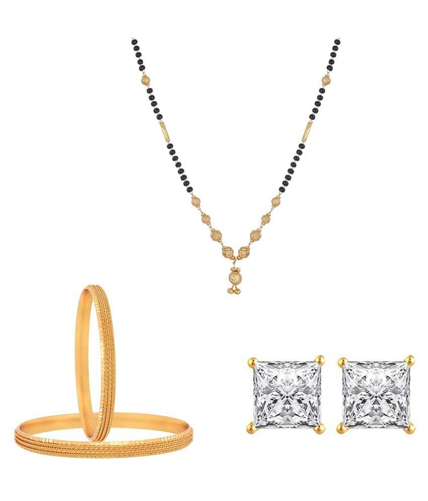     			Zeneme Party Wear Gold Plated Fancy Mangalsutra, Bracelet Bangles Set Jewellery For Girls and Women