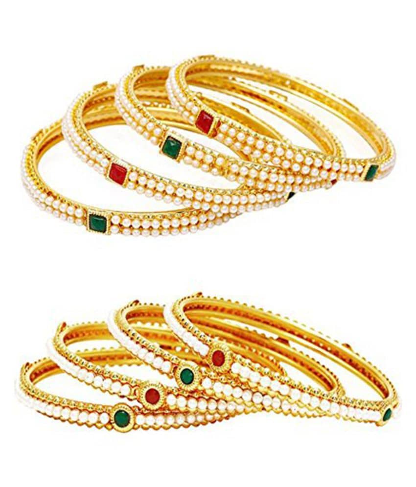 Zeneme Fashion Jewellery Traditional Combo of Gold Plated Bracelet Bangles Set For Girls and Women - Bangles & Bracelets | Buy online on ZillyBuy