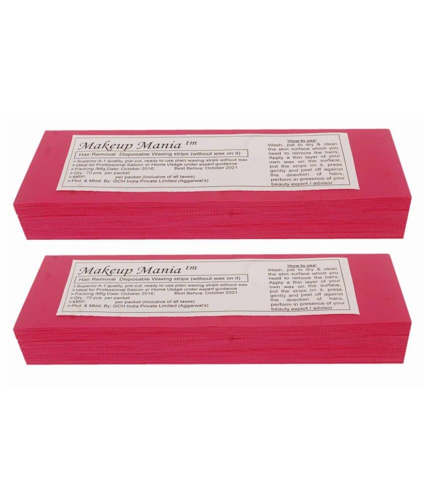 Makeup Mania Hair Removal Waxing Strips 140 Strips (2 Pkts x 70) Non-Woven Body Wax Strips (Red)