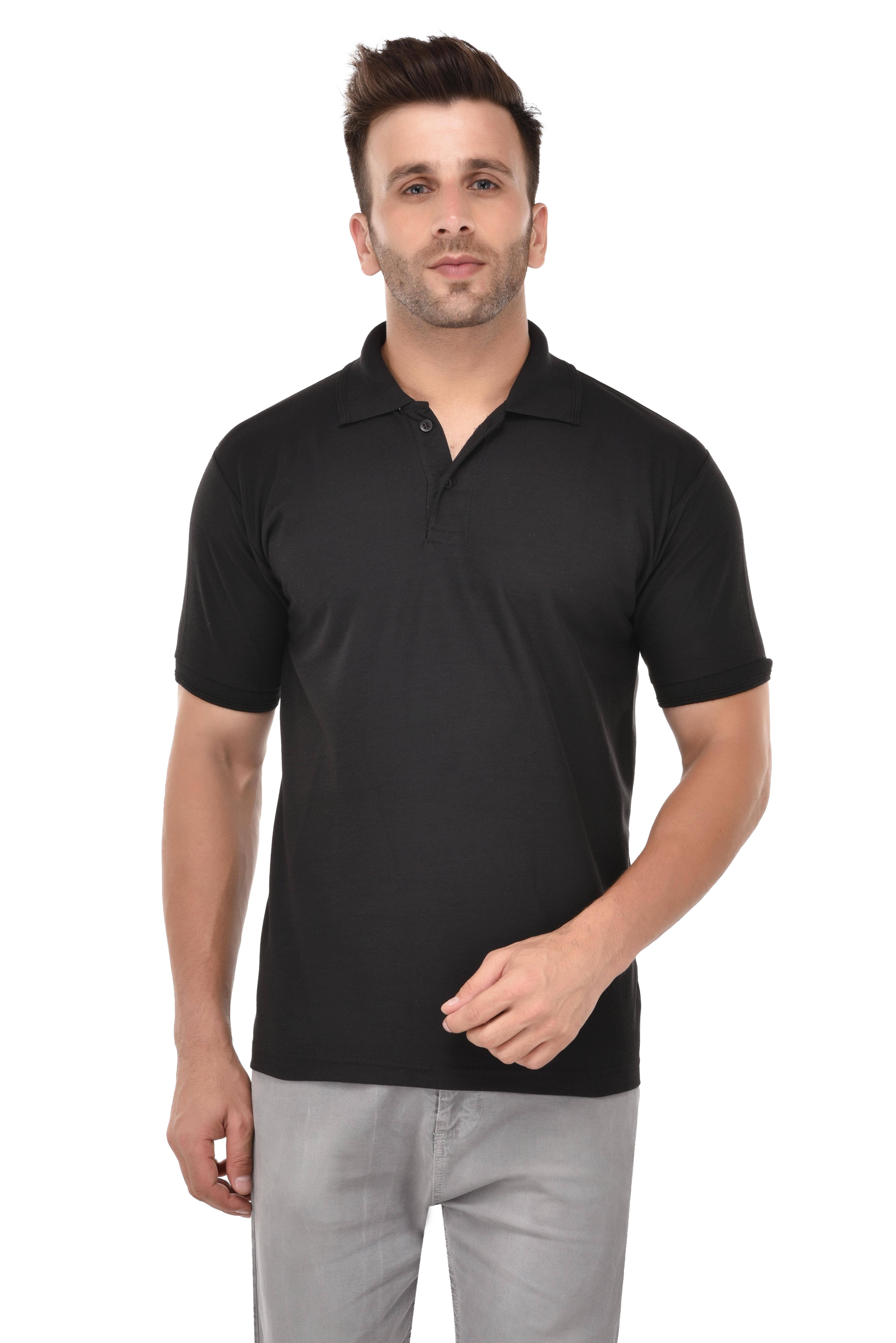     			KMB ROYAL Black V-Neck T-Shirt