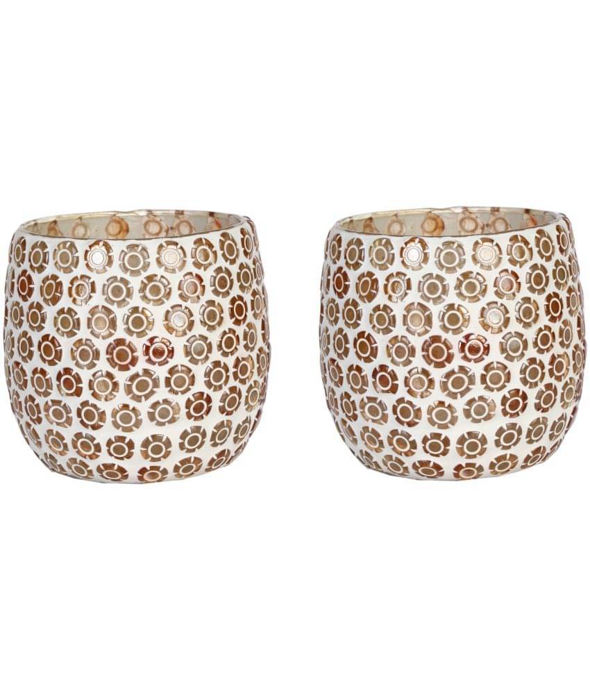     			Somil Multicolour Table Top Glass Tea Light Holder - Pack of 2