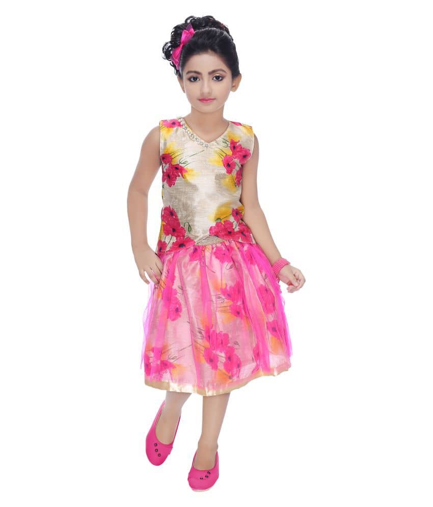 Zadmus Baby Girls Polyester Dresses ( Pink )