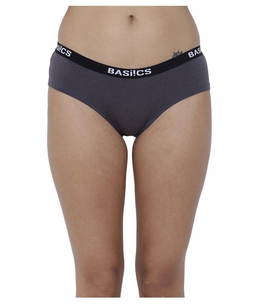 BASIICS By La Intimo Cotton Women's Bikini Panties ( Grey ) BASIICS By La Intimo Cotton Women's Bikini Panties ( Grey )