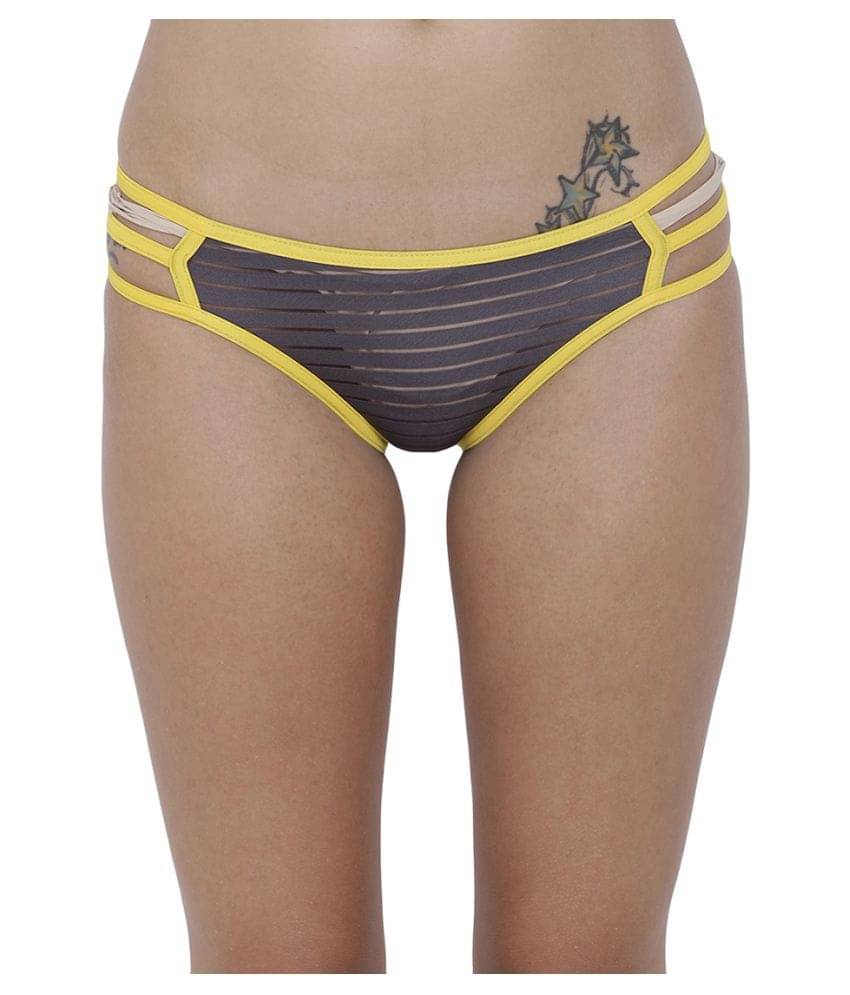     			BASIICS By La Intimo Polyester Women's Bikini Panties ( Grey )