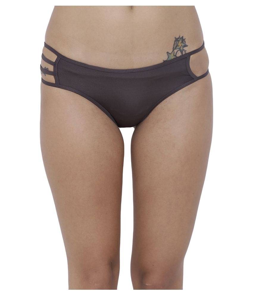 BASIICS By La Intimo Polyester Women's Bikini Panties ( Grey ) BASIICS By La Intimo Polyester Women's Bikini Panties ( Grey )