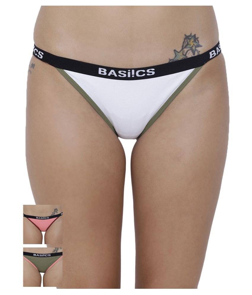 BASIICS By La Intimo Pack of 3 Cotton Women's Briefs ( Multi Color ) BASIICS By La Intimo Pack of 3 Cotton Women's Briefs ( Multi Color )