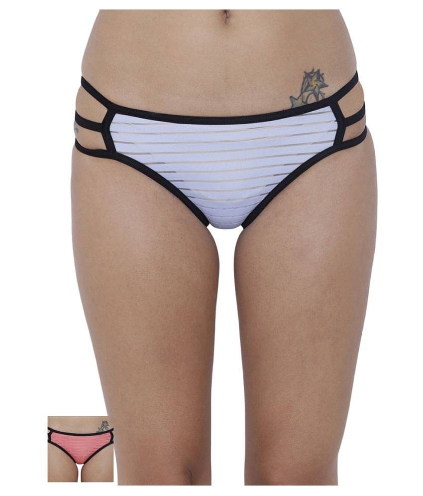 BASIICS By La Intimo Pack of 2 Polyester Women's Bikini Panties ( Multi Color ) BASIICS By La Intimo Pack of 2 Polyester Women's Bikini Panties ( Multi Color )