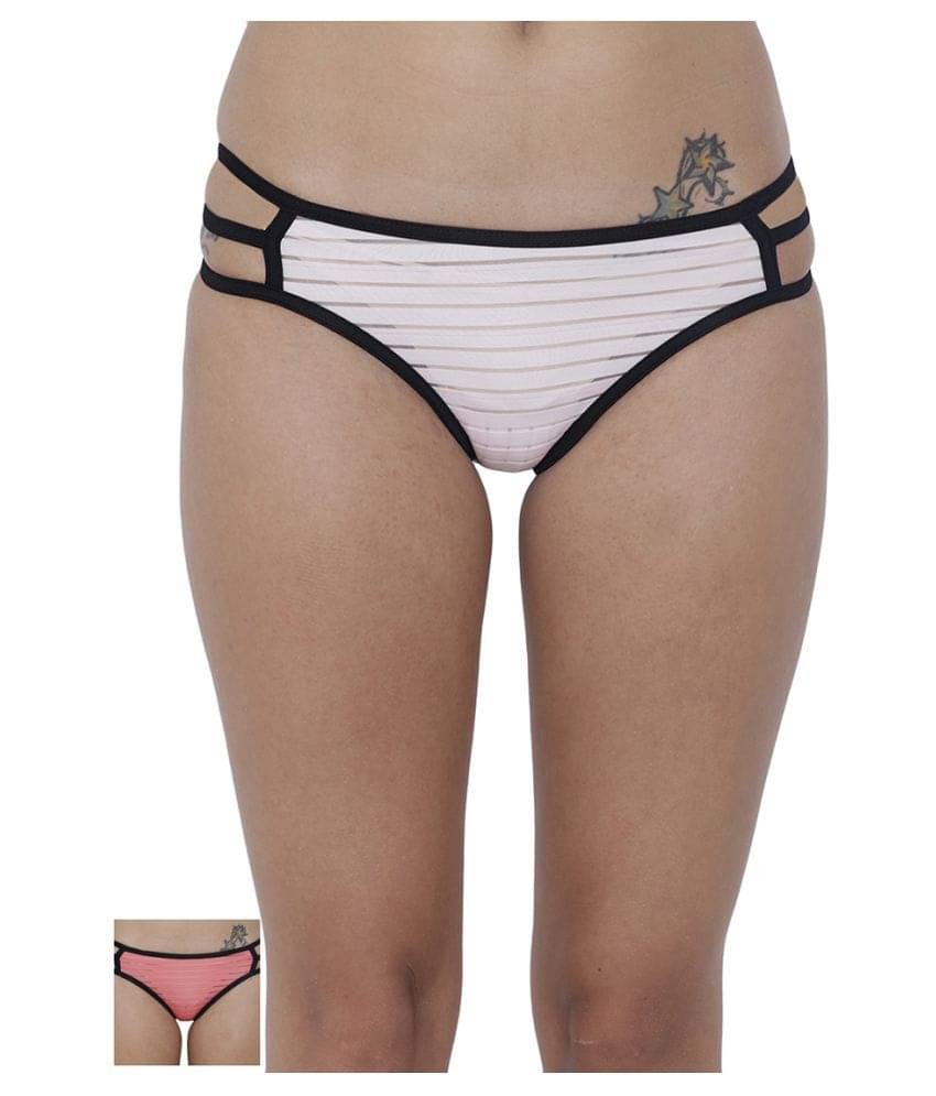 BASIICS By La Intimo Pack of 2 Polyester Women's Bikini Panties ( Multi Color ) BASIICS By La Intimo Pack of 2 Polyester Women's Bikini Panties ( Multi Color )