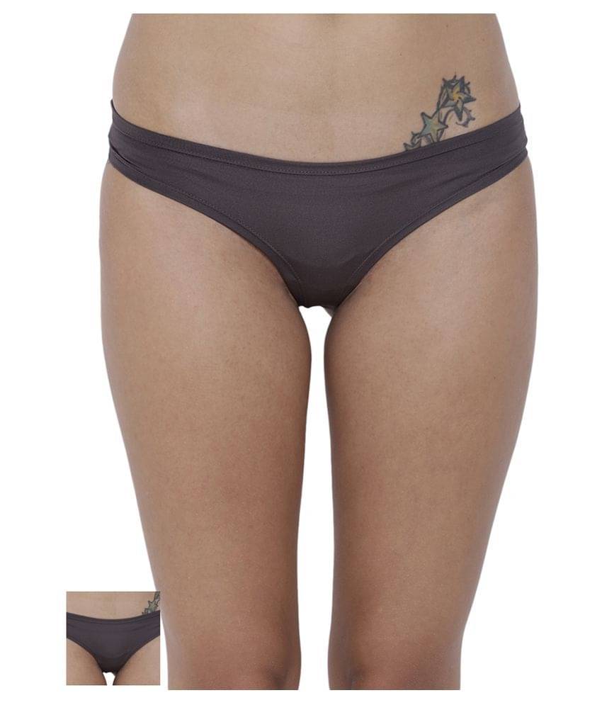 BASIICS By La Intimo Pack of 2 Polyester Women's Briefs ( Grey ) BASIICS By La Intimo Pack of 2 Polyester Women's Briefs ( Grey )