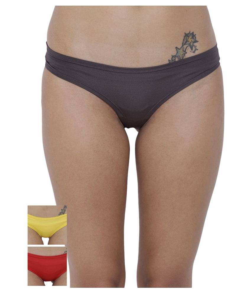 BASIICS By La Intimo Pack of 3 Polyester Women's Briefs ( Multi Color ) BASIICS By La Intimo Pack of 3 Polyester Women's Briefs ( Multi Color )