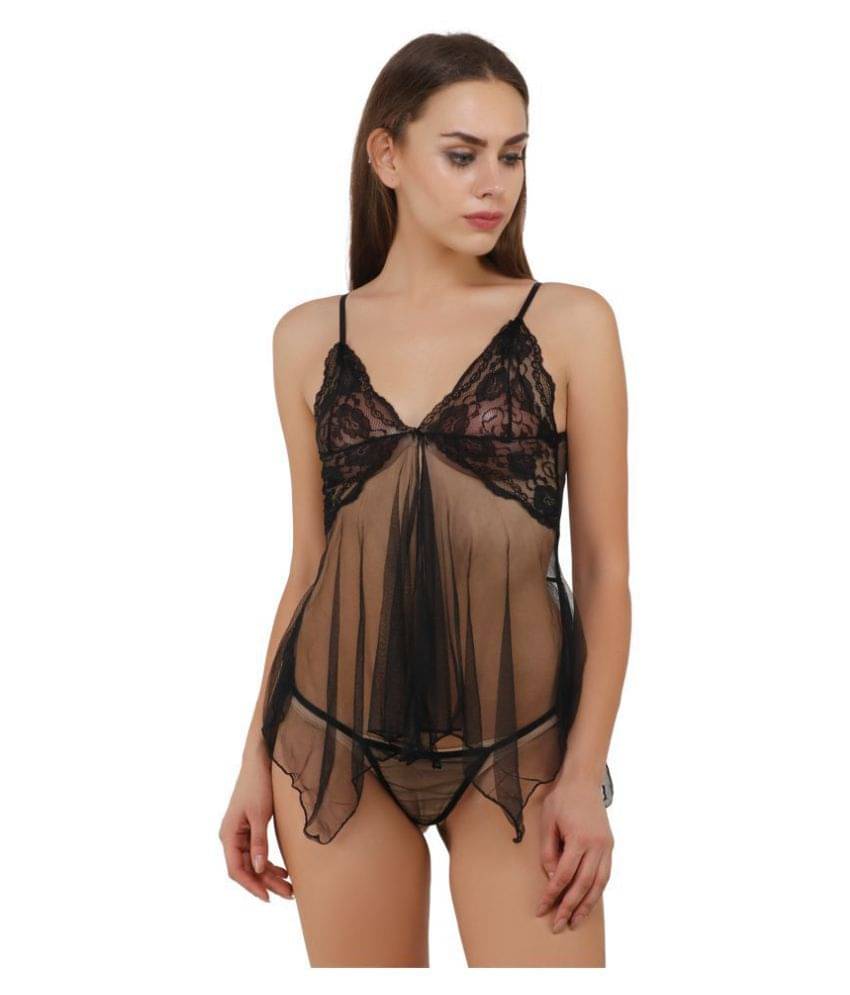 eBikini Net Baby Doll Dresses With Panty - Black     			eBikini Net Baby Doll Dresses With Panty - Black